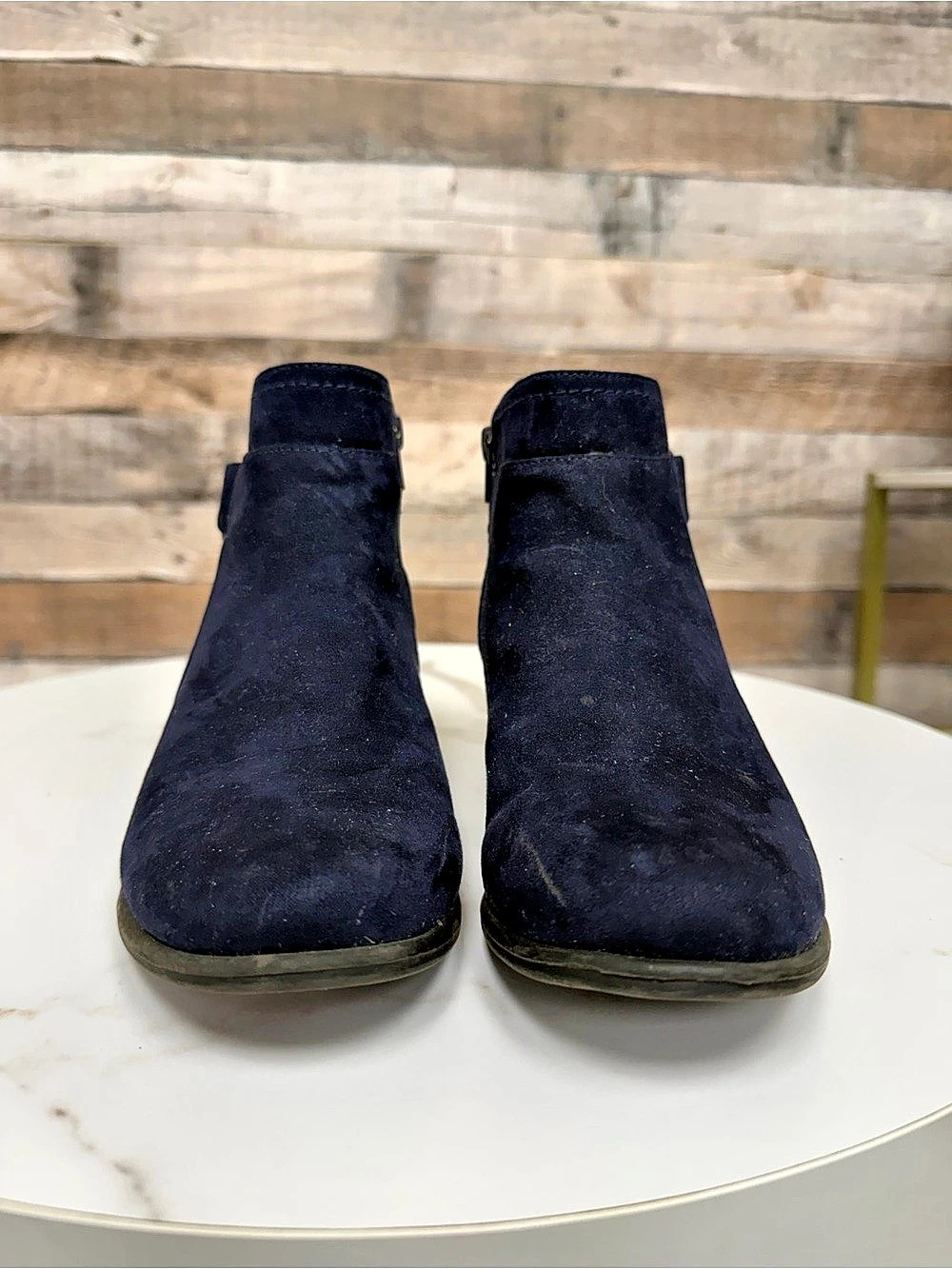 Unisa Blue Suede ankle bootie with silver clasp 829